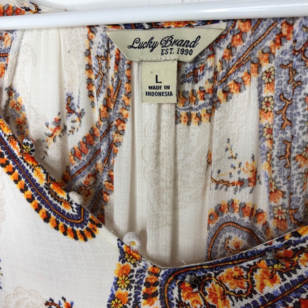 Lucky Brand Large Boho Paisley Peasant Blouse - Picture 3 of 9